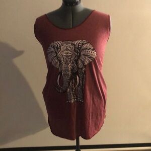 Rose colored tank top with elephant print